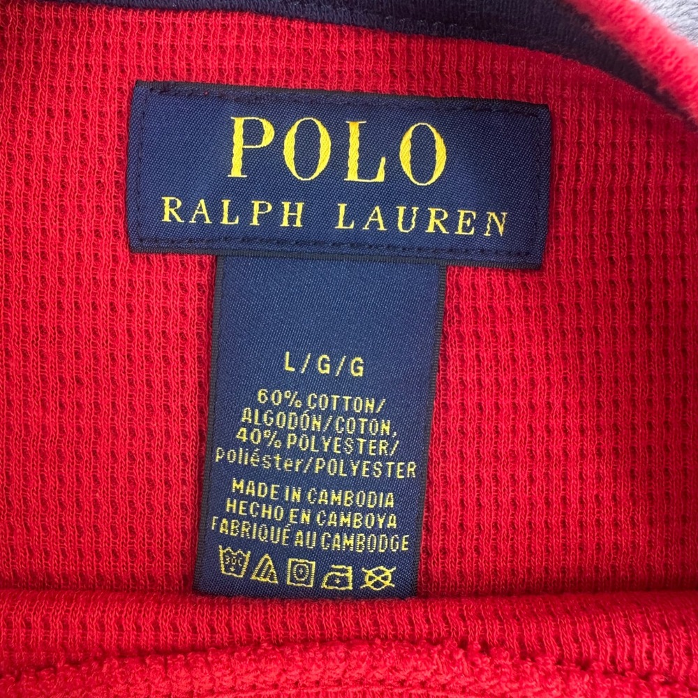 Polo Ralph Lauren Mens Red Waffle Knit Thermal Long Sleeve Shirt Large L 439 - Picture 4 of 7
